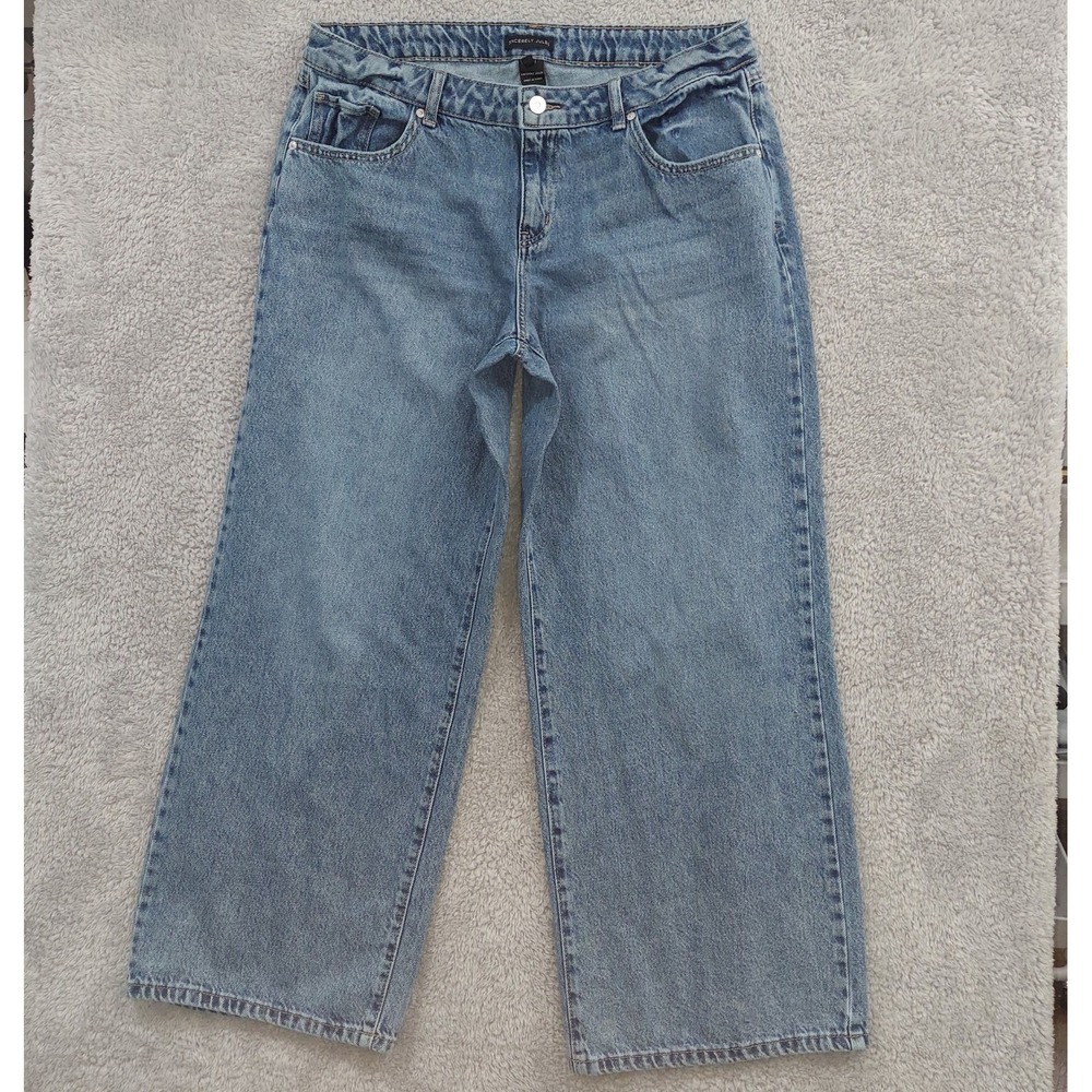 Sincerely Jules Jeans Women's 11/30 (35" Waist) Blue Wide Leg Mid Rise Denim